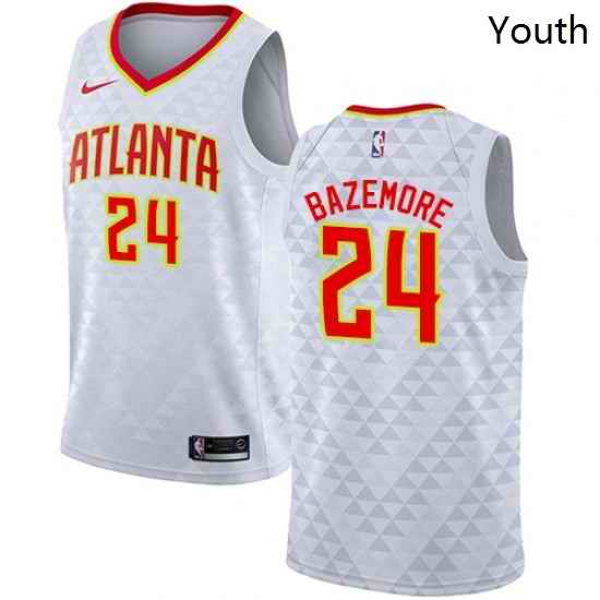 Youth Nike Atlanta Hawks 24 Kent Bazemore Authentic White NBA Jersey Association Edition